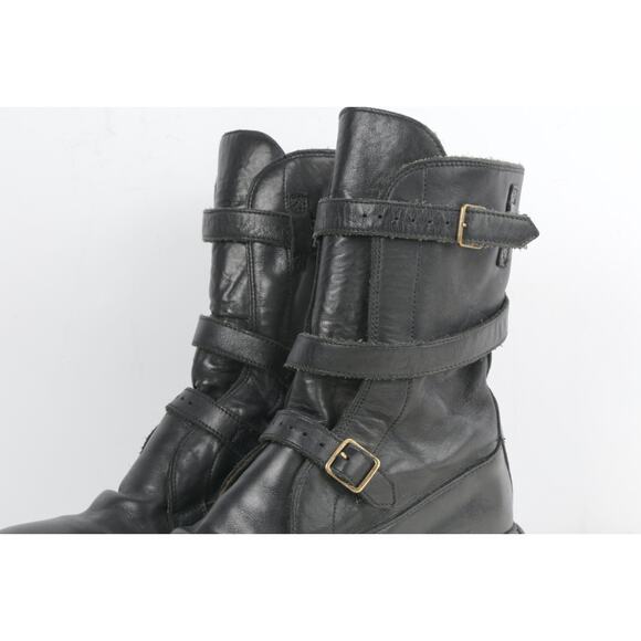 BURBERRY Woman's Boots Black Leather Blanchard Ankle Straps Moto Biker Size 36 - Picture 10 of 16